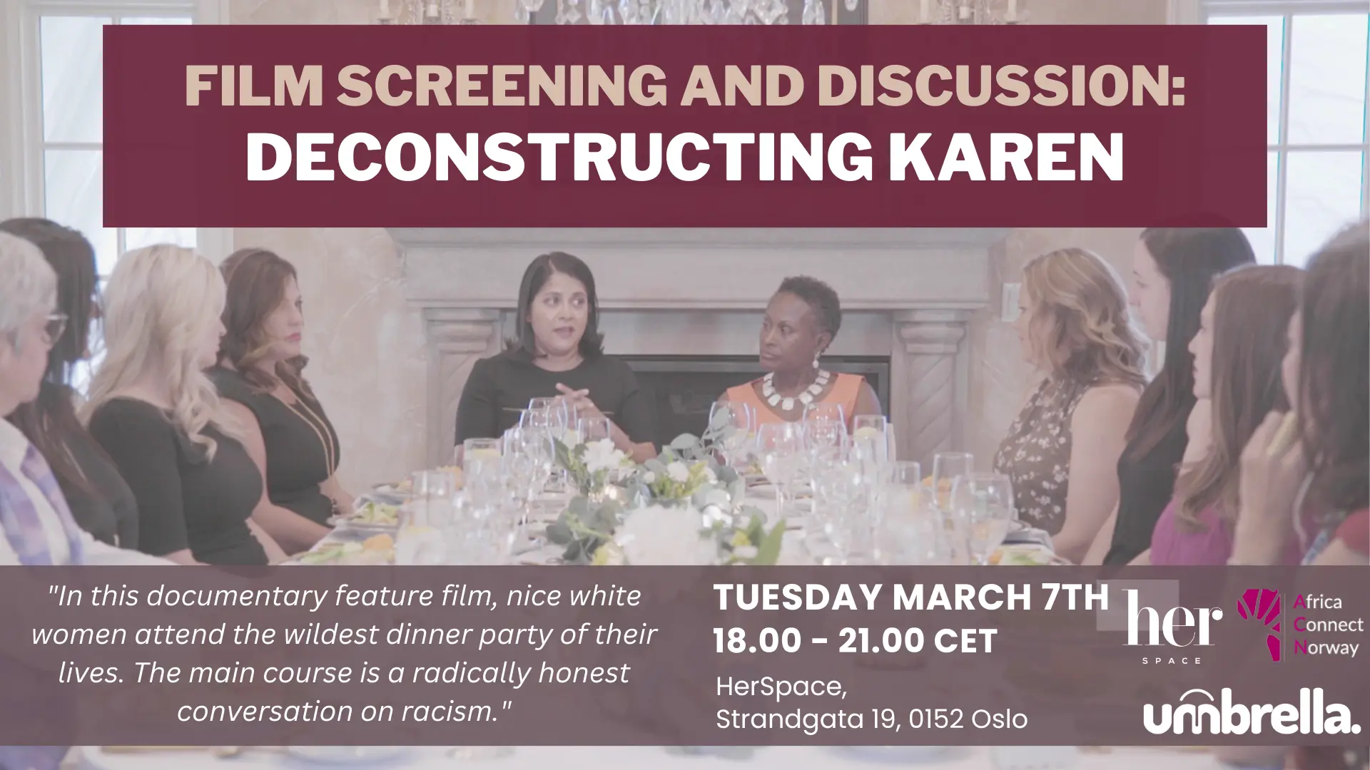 Poster for the film screening of Deconstructing Karen