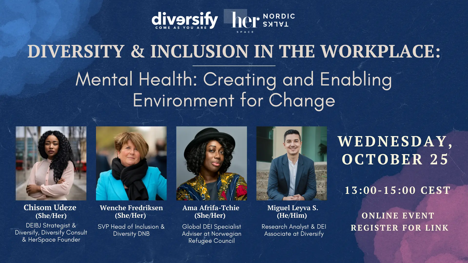 Poster for Diversity & Inclusion in the Workplace with topic for October on Mental Health - Creating and enabling an environment for change